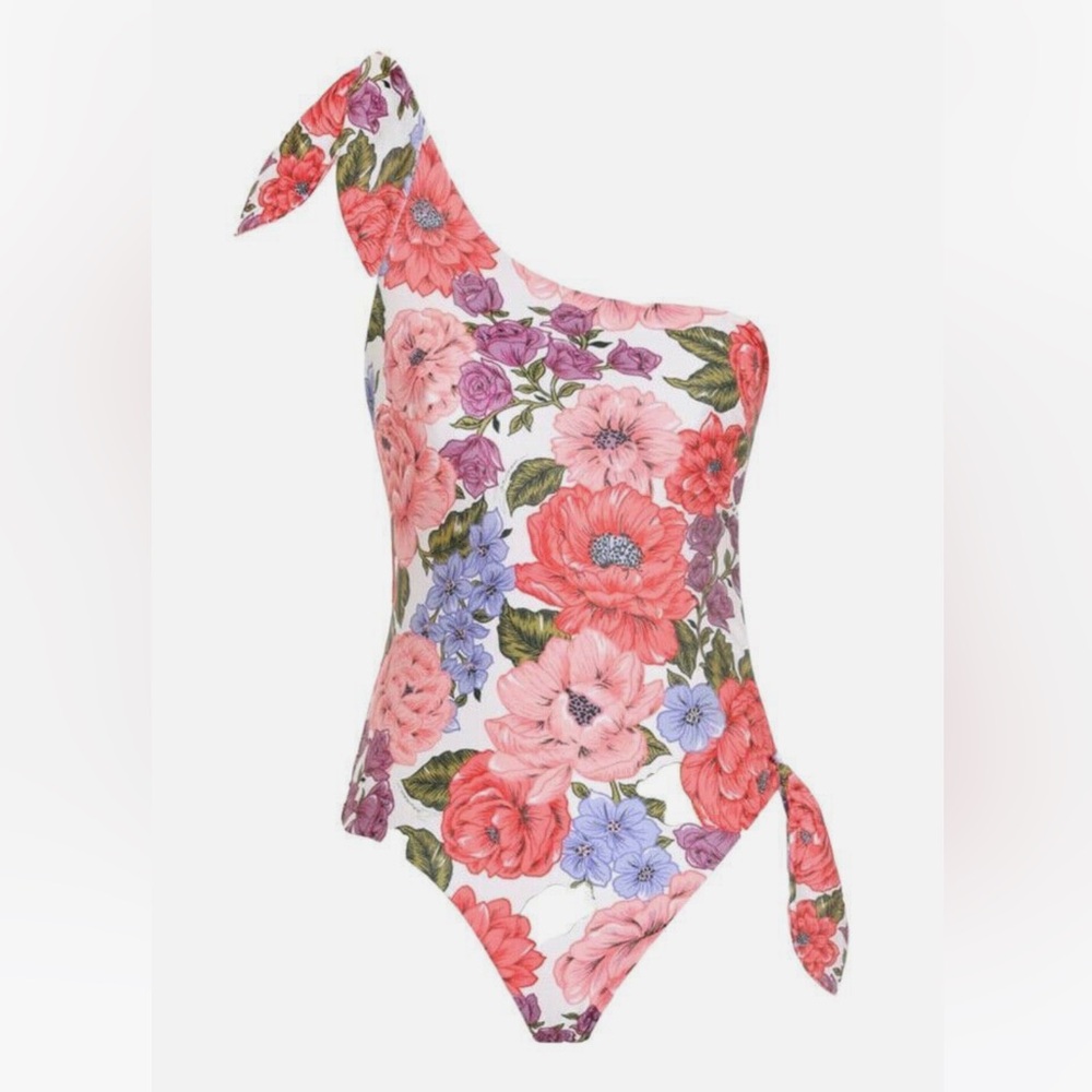 Zimmermann Floral One-Shoulder Swimsuit One-Piece